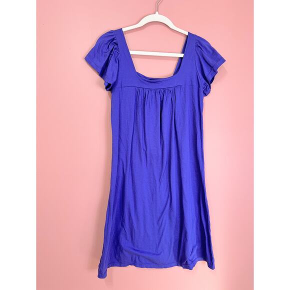 Michael Stars 100% Cotton Flutter Sleeve Tunic One Size Purple